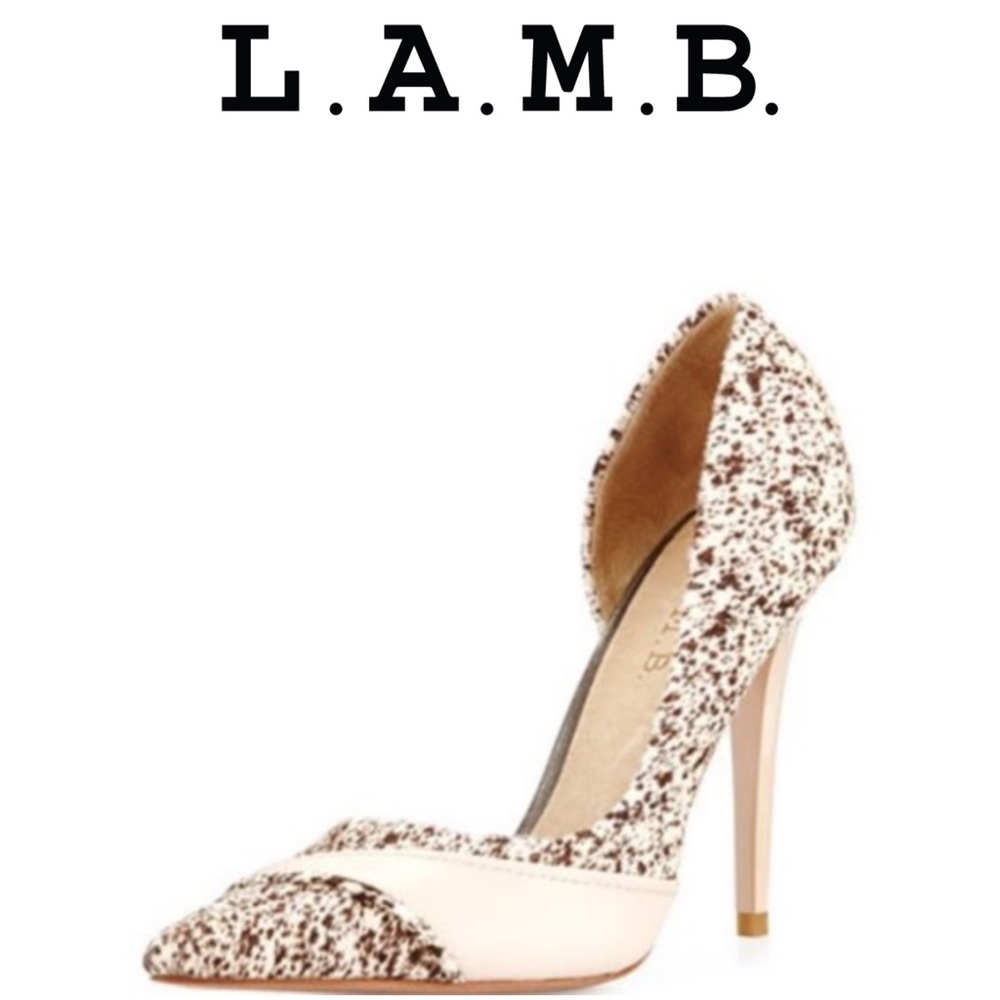 L.A.M.B. Kadie Calf Hair Half D’Orsay Heels